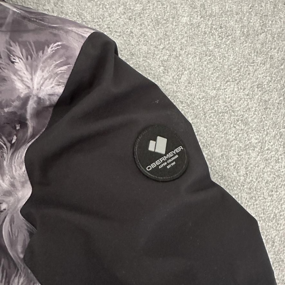 Obermeyer Ski Snow Jacket Teen Medium 10-12 Black‎ Floral Hooded Soft Shell - Picture 3 of 11